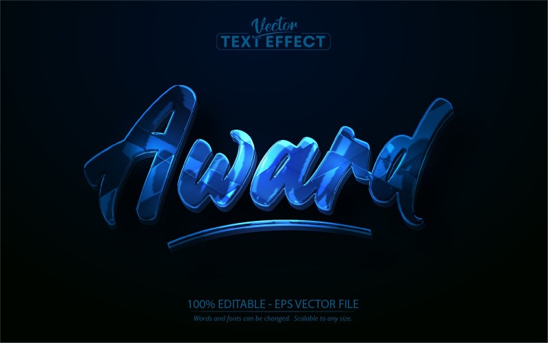 Award - redigerbar texteffekt, metallisk blå textstil, grafikillustration