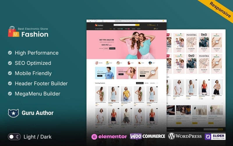 Мода — мода и красота Многоцелевой магазин Elementor WooCommerce