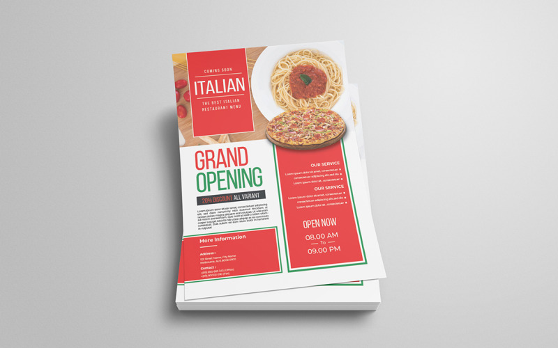 Modello di volantino ristorante italiano