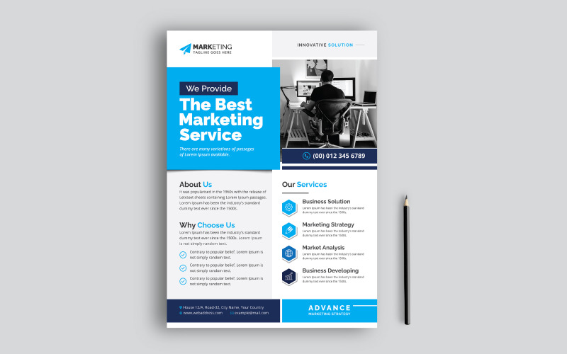 Corporate Flyer Leaflet Template Clean Design for Advertisement