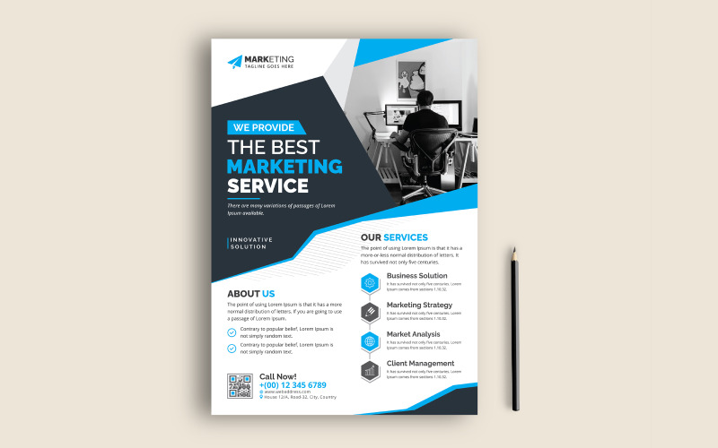 Creative Corporate Flyer Leaflet Template Clean Design pour la publicité