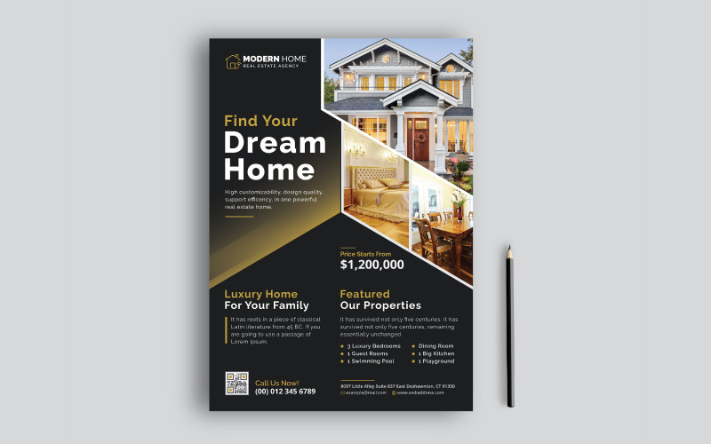 Moderne Home Sale Immobilien Immobilienmakler Flyer Vorlage Sauberes Design