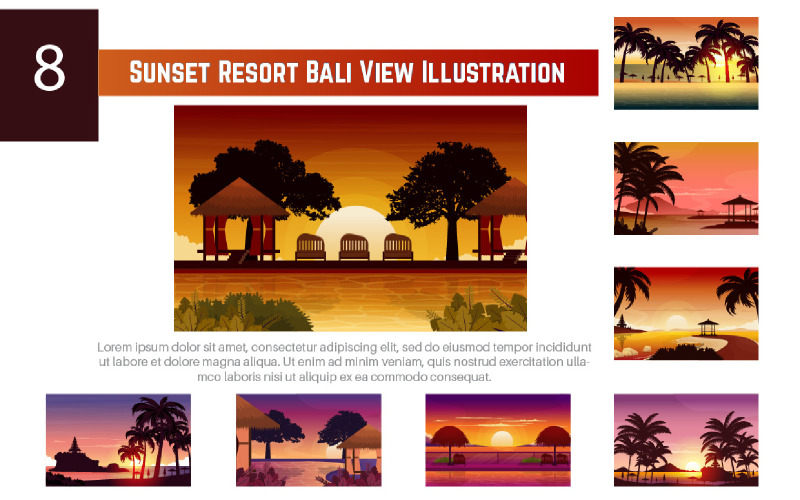 8 Sunset Resort Bali nézet illusztráció