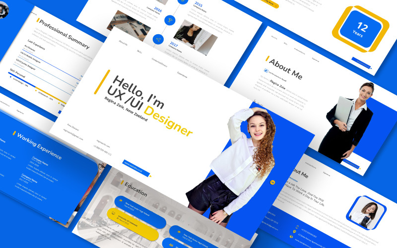 Modelo do Google Slides de UI de designer de currículo