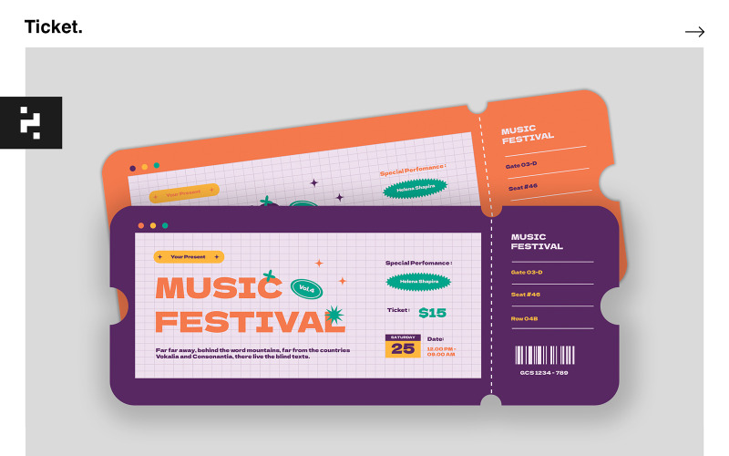 Modèle de billet d'événement musical