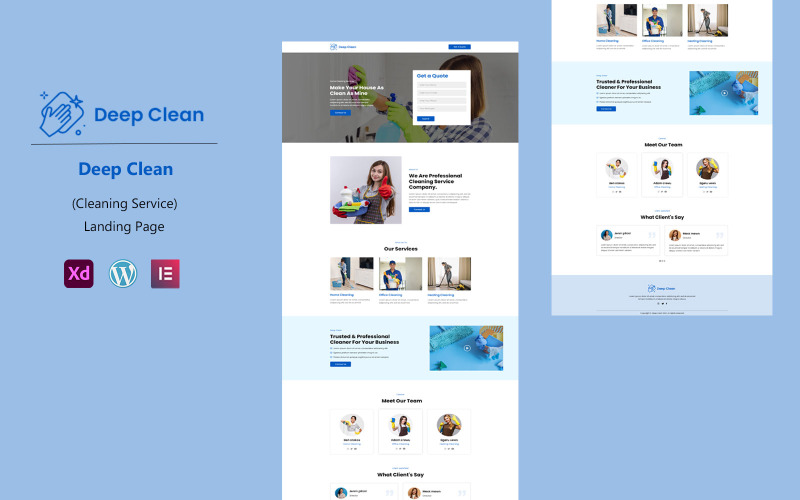 Deep Clean Готовий до використання шаблон цільової сторінки Elementor