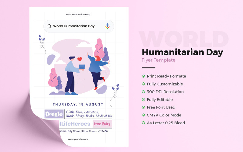 Humanitárius napi szórólap sablon