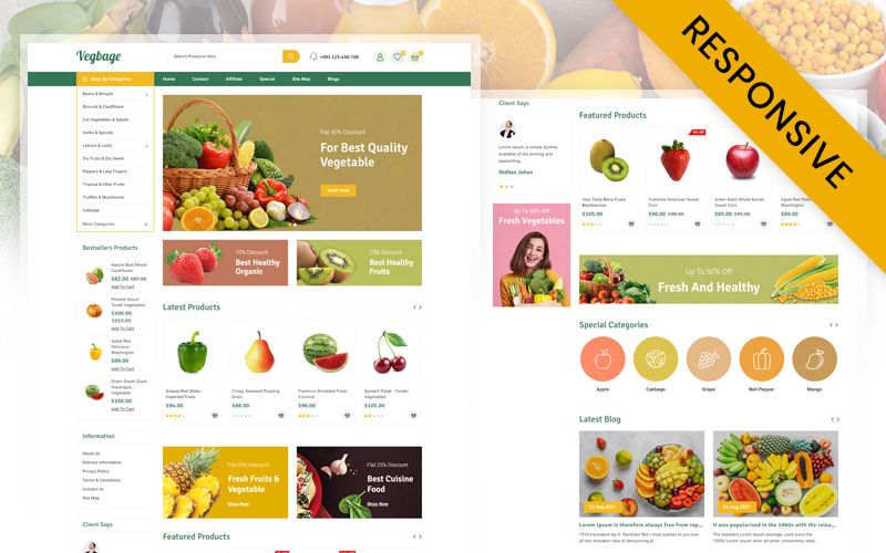 Vegbage - Tienda de frutas y verduras orgánicas Tema de respuesta Opencart