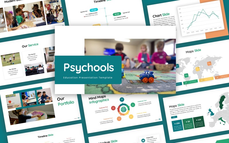 Psychools - Modelo de PowerPoint multifuncional de educação