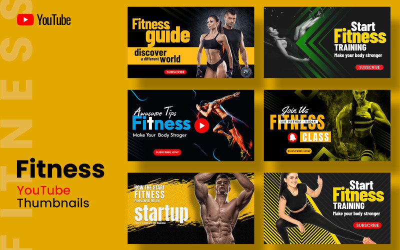 Шаблон обложки Creative Fitness для YouTube