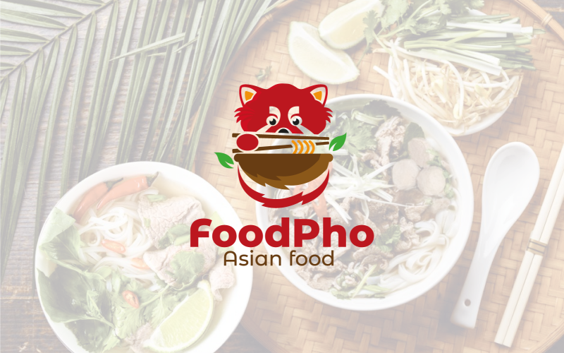 Comida Pho Diseño de logotipo de comida asiática