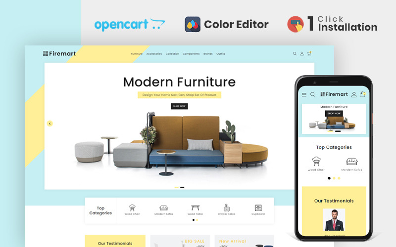 Мебельный магазин Firemart Шаблон OpenCart