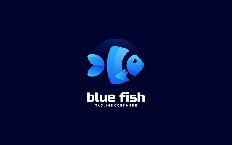 Синяя рыба градиентный стиль логотипа