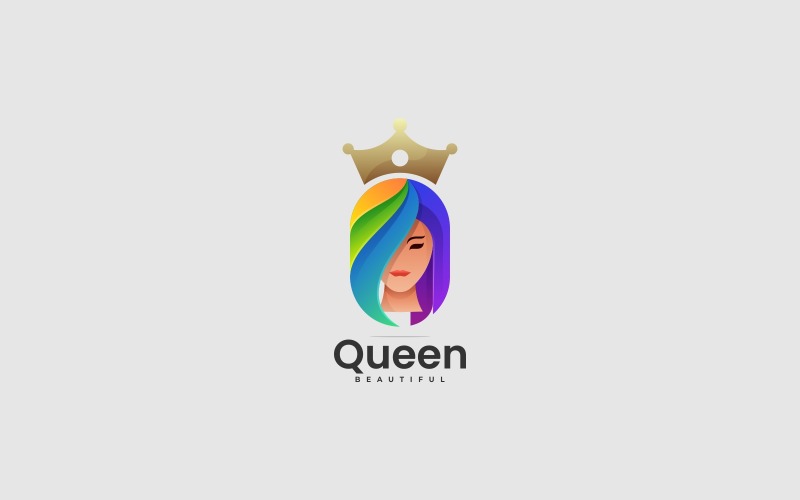 Drottning färgglada logotyp stil