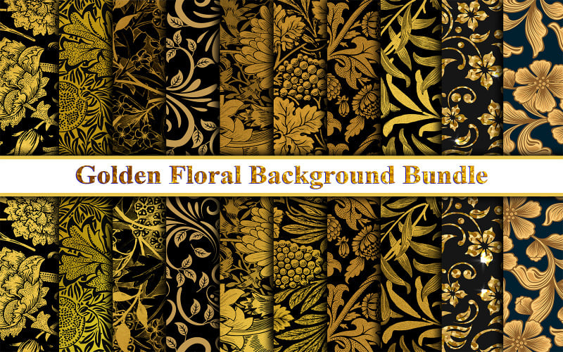 Paquete de fondo floral dorado