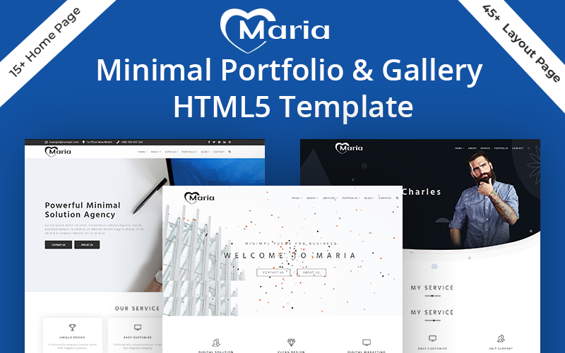 Modello di sito web HTML5 Bootstrap multiuso e portfolio minimale Maria