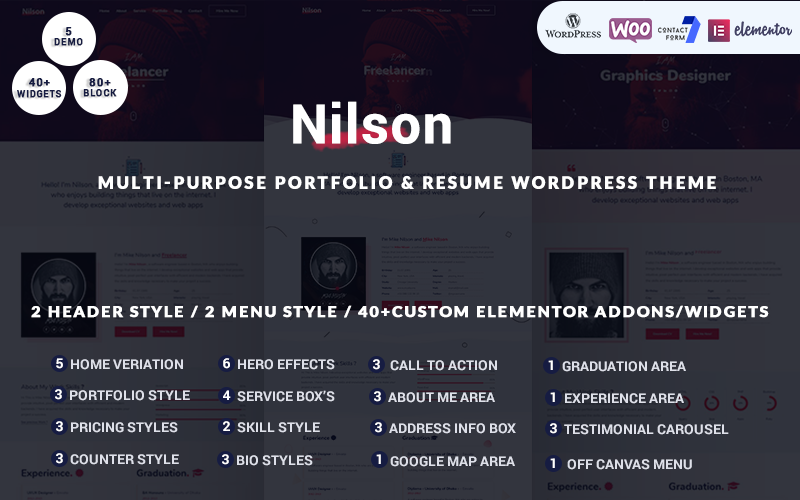 Nilson — многоцелевая тема WordPress для резюме личного портфолио