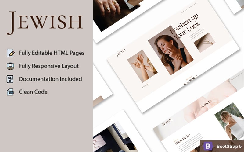 Ebraico - Modello HTML5/Bootstrap per la gioielleria