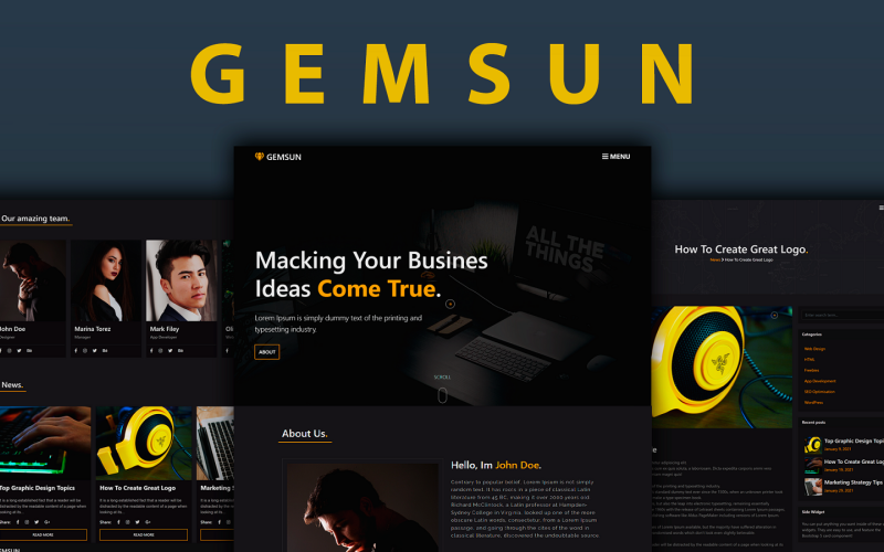 Gemsun - 创意组合 HTML 模板