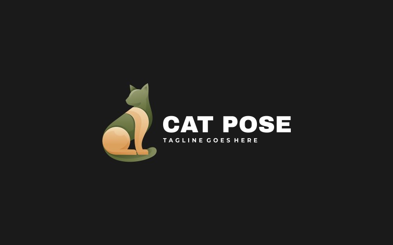 Katt Pose Gradient Färgglad Logotyp