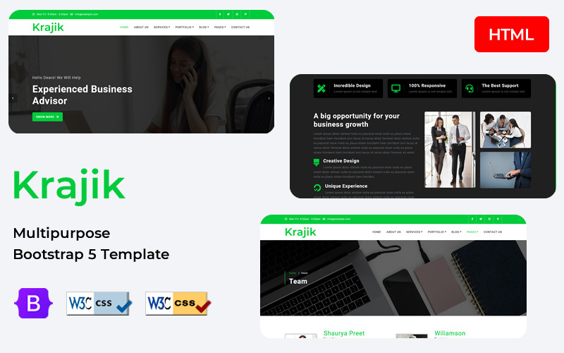 Krajik - Modello di sito Web reattivo di Business Bootstrap 5