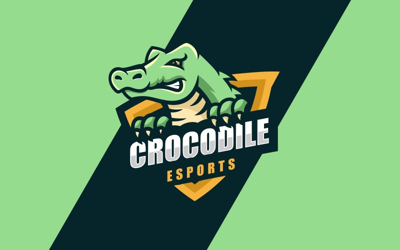 Logotipo de cocodrilo deportivo y deportes electrónicos