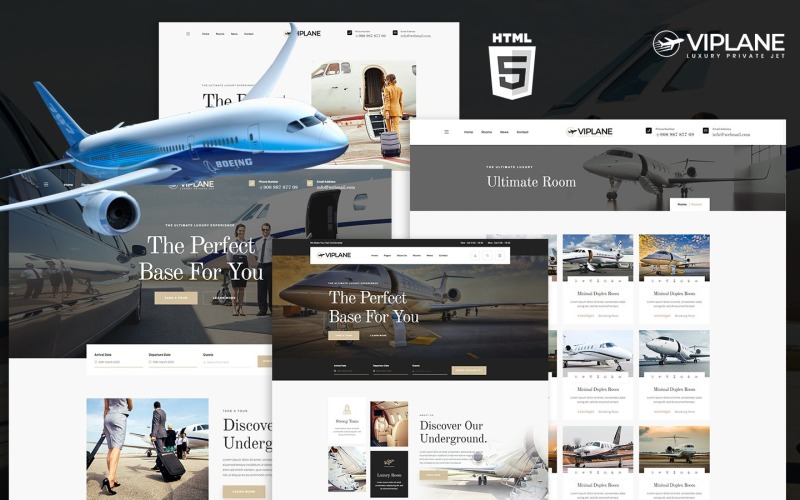 Modello di sito Web HTML5 per compagnie aeree private di lusso Viplane