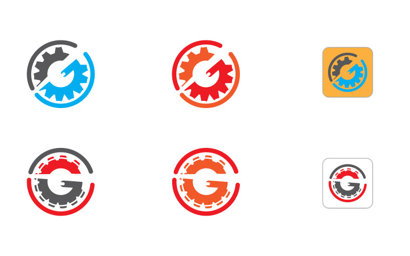 Vektorvorlage für G- und Zahnrad-Logo-Design