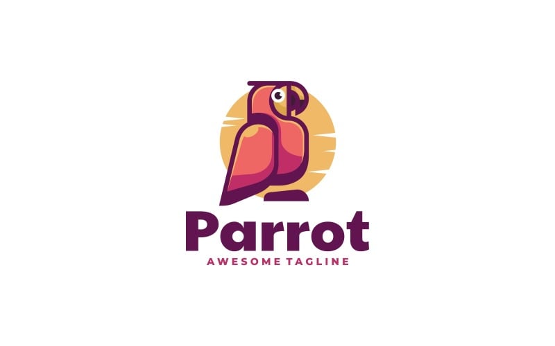 Modello di logo mascotte semplice pappagallo