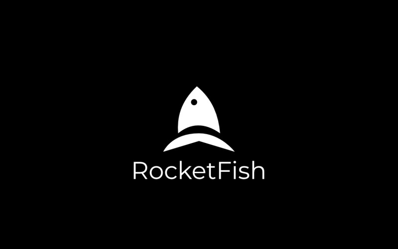 Rocket Fish Logo intelligent de l'espace négatif