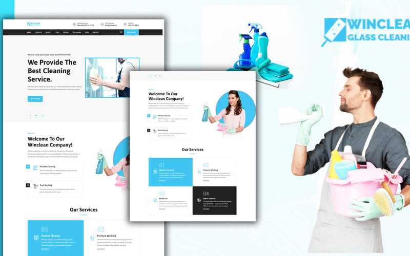 Тема WordPress для цільової сторінки Tomaar-Winclean Cleaning Services