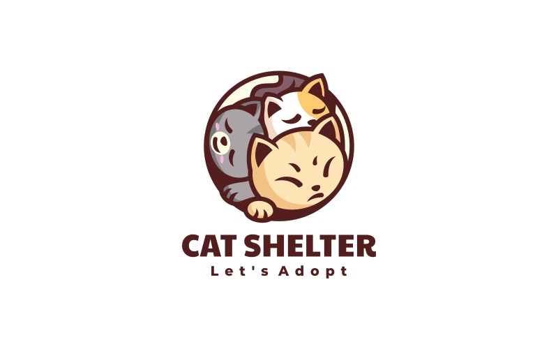 Logo mascotte semplice rifugio per gatti