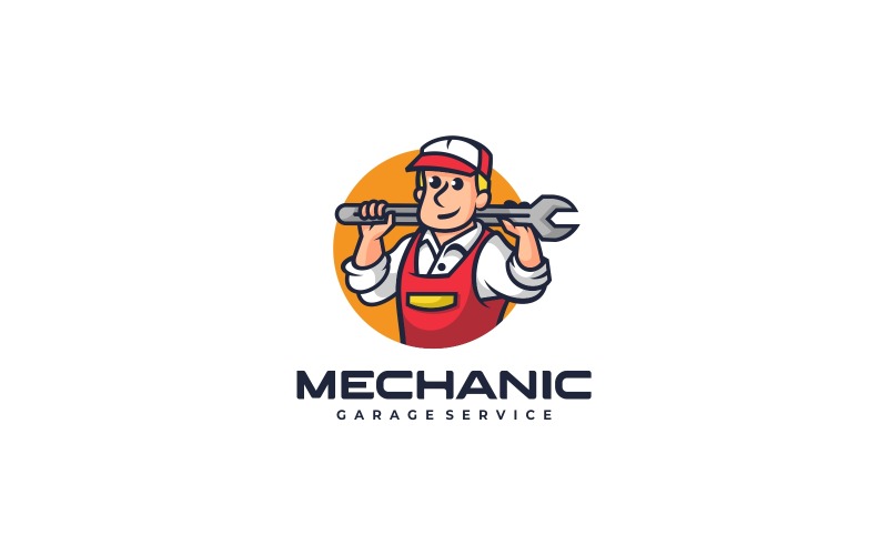Logotipo de personagem de desenho animado mecânico
