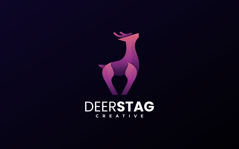 Plantilla de logotipo de degradado de ciervo ciervo