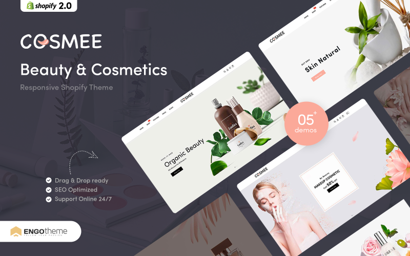 Cosmee — responsywny motyw Shopify dotyczący urody i kosmetyków