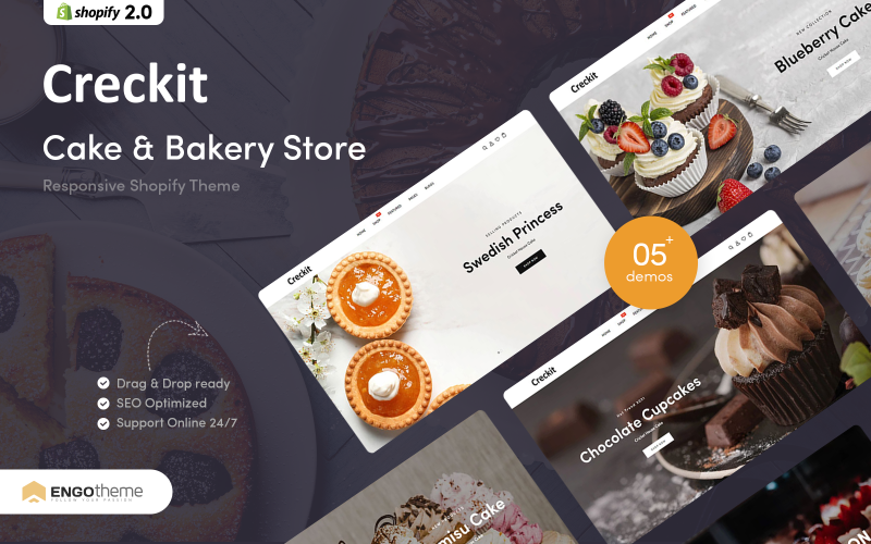 Creckit – motiv Shopify reagující na dorty a pekařství