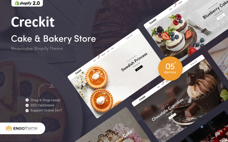 Creckit - Responsives Shopify-Thema für Kuchen & Bäckerei