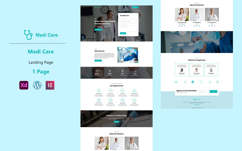 MediCare Medical Services Готовий до використання шаблон цільової сторінки Elementor