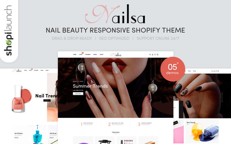 Nailsa - адаптивна тема Shopify для краси нігтів