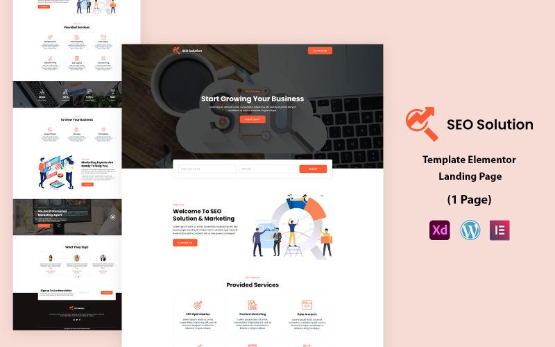 Рішення для SEO, готове до використання Шаблон цільової сторінки Elementor