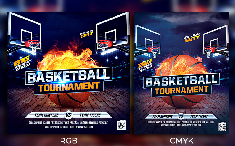 Flyer für Basketballturniere und Vorlage für soziale Medien