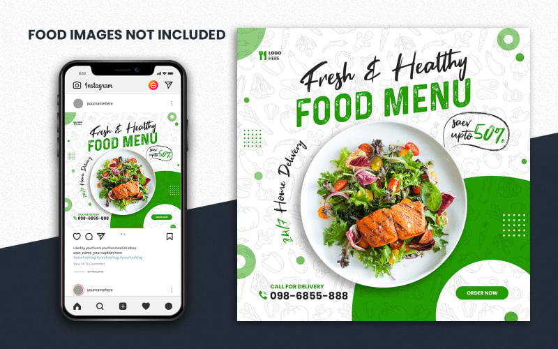 Jedzenie na Instagram Post Design | Szablon promocji w mediach społecznościowych