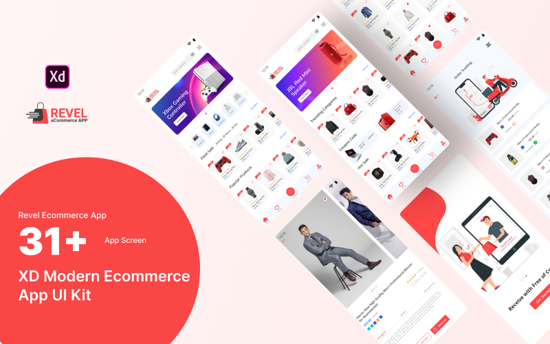 Revel – E-kereskedelmi alkalmazás XD UI Kit sablon