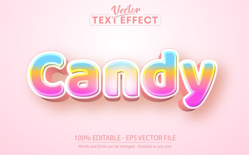 Candy - bewerkbaar teksteffect, cartoon-tekststijl, grafische illustratie
