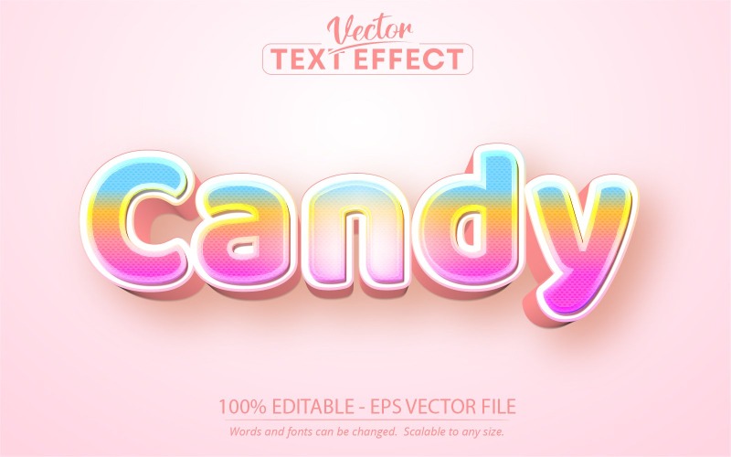 Candy – szerkeszthető szövegeffektus, rajzfilm szövegstílus, grafikus illusztráció