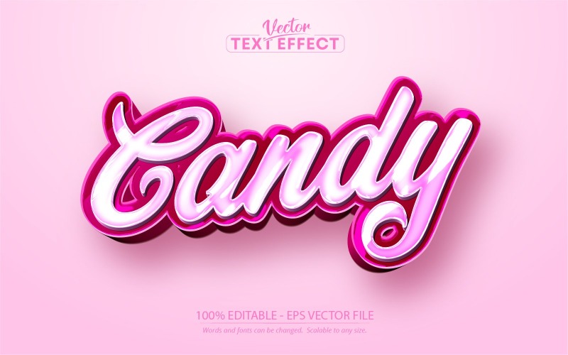 Candy – szerkeszthető szövegeffektus, rózsaszín rajzfilm szövegstílus, grafikus illusztráció