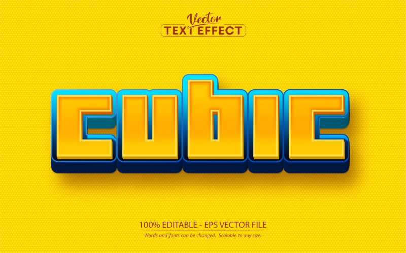 Cubic - redigerbar texteffekt, tecknad textstil, grafikillustration