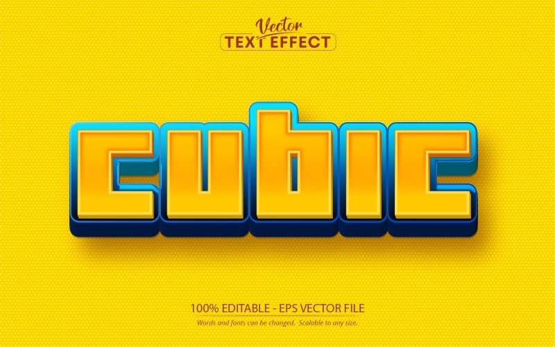 Cubico - Effetto testo modificabile, stile testo cartone animato, illustrazione grafica