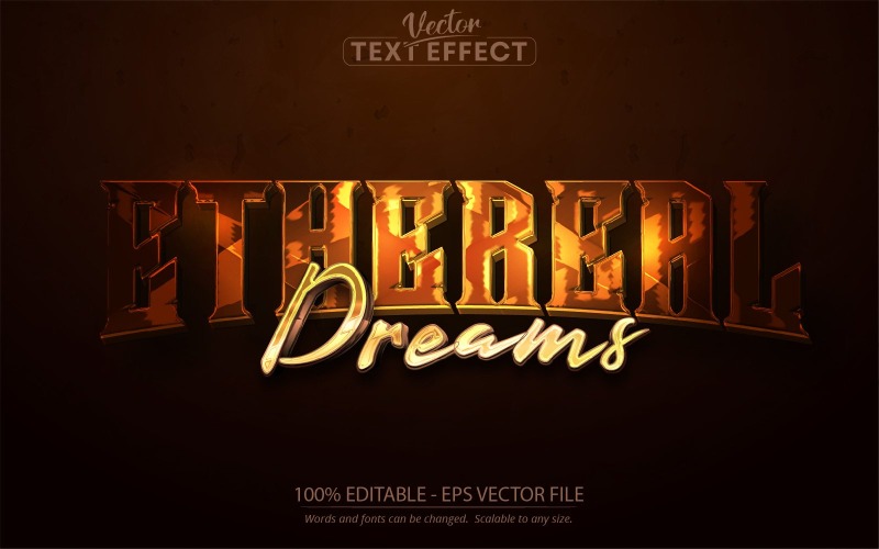 Ethereal Dreams - Bearbeitbarer Texteffekt, Metallic-Gold-Textstil, Grafikillustration