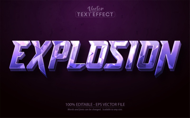 Explosion - Effet de texte modifiable, style de texte violet métallique, illustration graphique